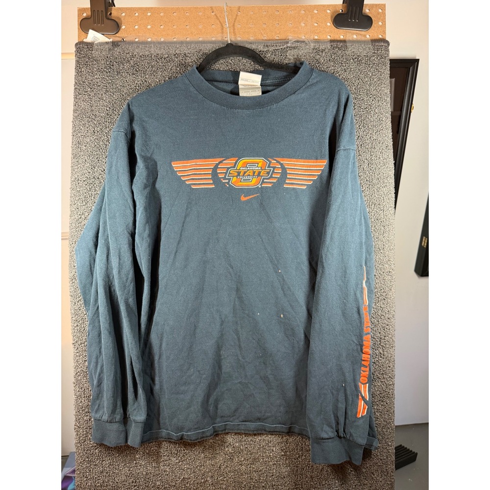 Nike Oklahoma State University Shirt Mens Large Black Long Sleeve OSU 539